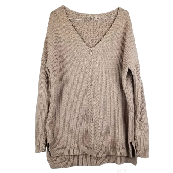 Babaton Oversized 100% Cotton V-Neck Knit Sweater - Picture 1 of 8